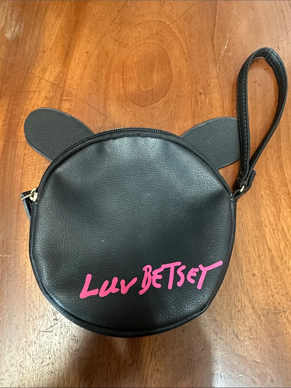 Betsey Johnson Puppy Face Wristlet with Pink Heart Nose